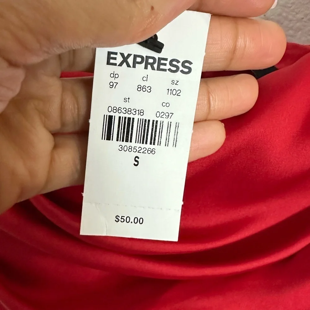 NWT Express Satin One Shoulder Tie Thong Bodysuit Size S